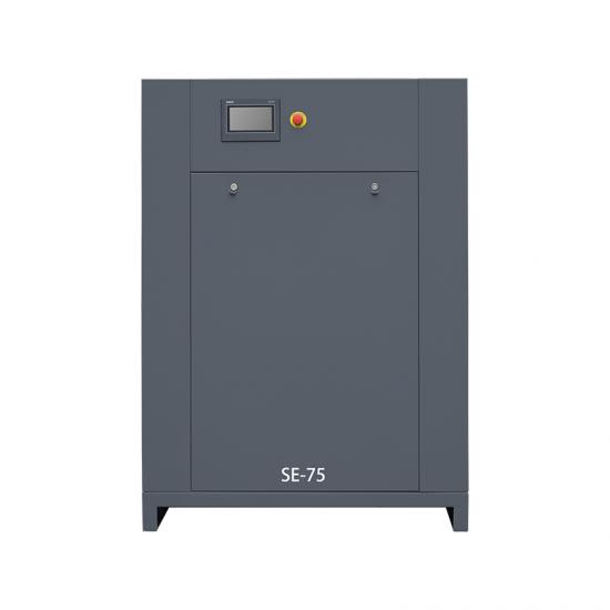 SE-75 Permanent Magnet Variable Frequency Screw Air Compressor – 55 kW power rating, 9.1 m³/min discharge capacity, ideal for heavy-duty industrial air supply applications